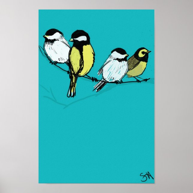 Poster quatre-oiseaux (Devant)