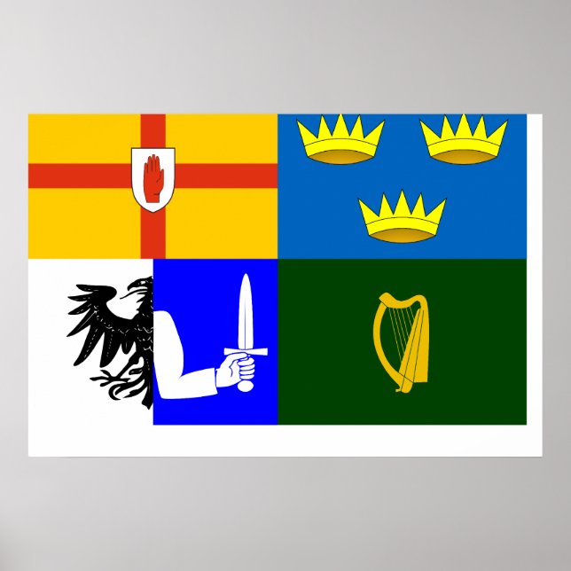 Poster Quatre provinces, drapeau irlandais (Devant)