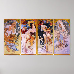 Poster Quatre saisons Alfons Mucha