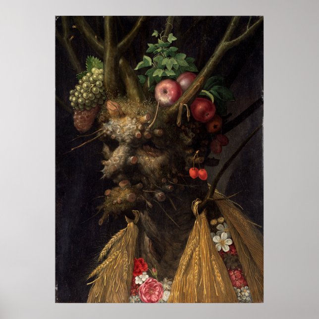 Poster Quatre saisons en une tête par Giuseppe Arcimboldo (Devant)