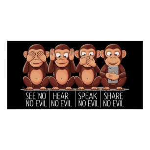 Poster Quatre Singes Sages : Une Touche Moderne