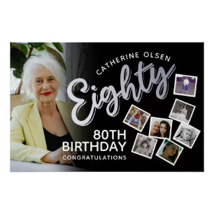Poster Quatre-vingts argent 80e Anniversaire 8 photos sur