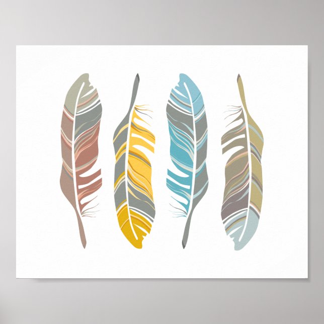 Poster Quatuor en plumes Art Décor Mur (Devant)