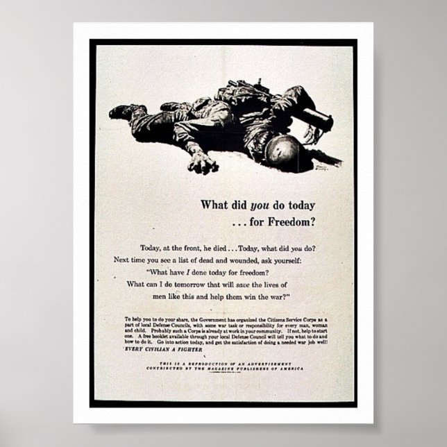 Poster Qu'Avez-Vous Fait Aujourd'Hui Pour La Liberté ? (Devant)
