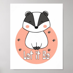 Poster Que ce soit Kawaii drôle raccoon souriant blanc ro