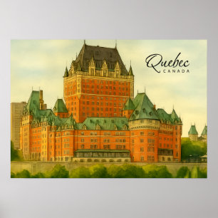 Poster Québec Canada Aquarelle Vintage Voyage