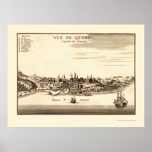 Poster Québec, Canada Carte panoramique - 1755 (Devant)