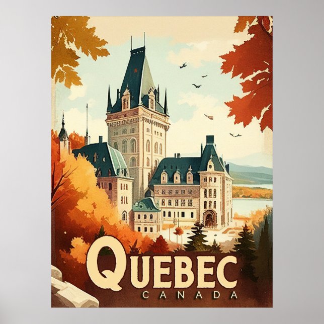Poster Québec, Canada Vintage voyage (Devant)