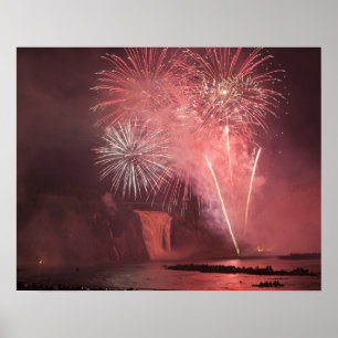Poster Quebec City, Quebec, Canada. Fireworks at Parc 2