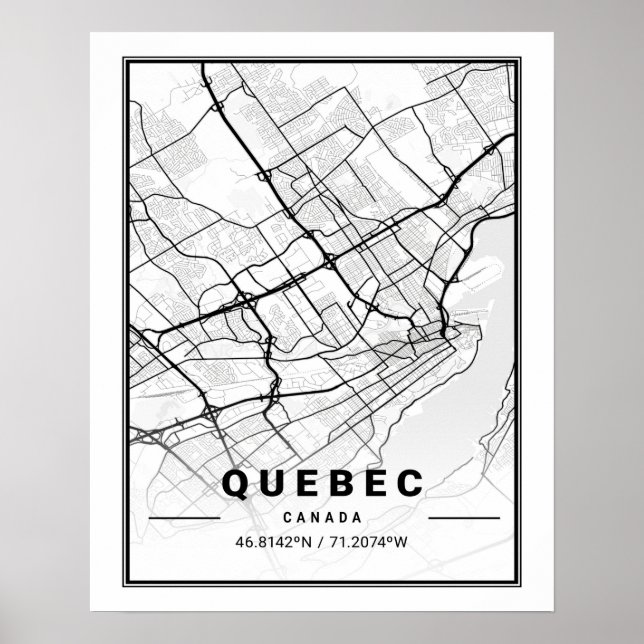 Poster Québec Québec Québec Carte de la ville de voyage C (Devant)