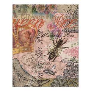 Poster Queen Bee Vintage magnifique collage