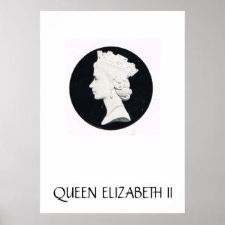 Poster Queen Elizabeth II, dessin de relief