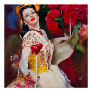 Poster Queen of Hearts AI Génération de peinture