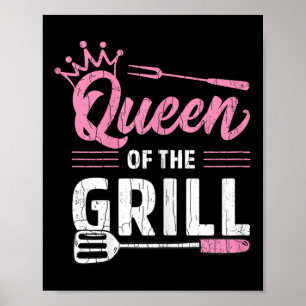 Poster Queen Of The Grill Funny Barbeque Grillé Viande Gr