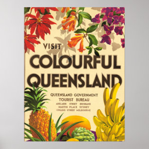 Poster Queensland coloré, Australie