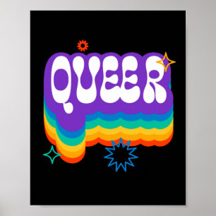 Poster Queer. LGBT+Pride. Arc en ciel.