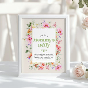 Poster Quelle taille a le ventre de maman Fête de bébé Fl