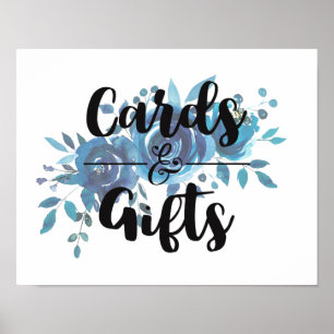 Poster Quelque chose d'aquarelle bleue Cartes de mariage