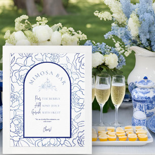 Poster Quelque chose de Fête des mariées Florale Bleu Mim