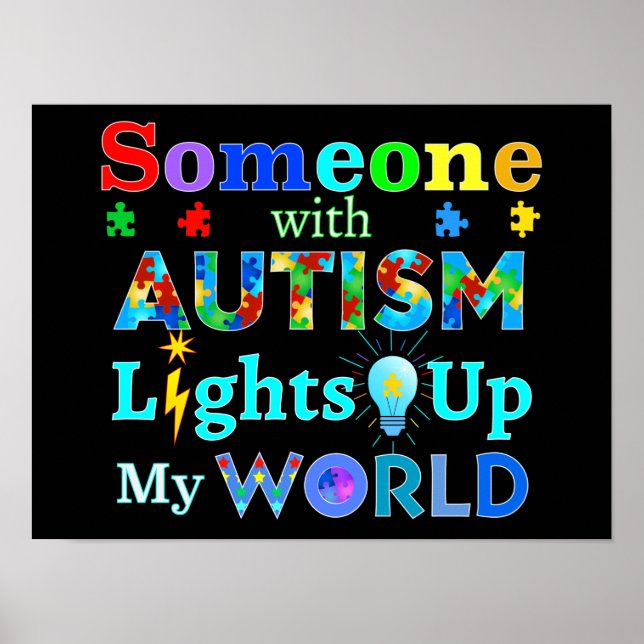 Poster Quelqu'un avec AUTISM éclaire mon monde (Devant)