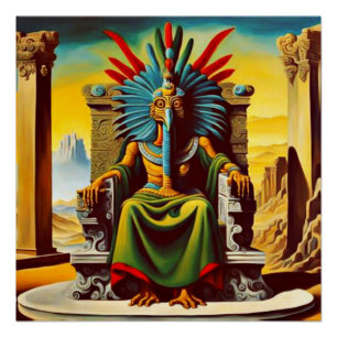 Poster Quetzalcoatl est assis sur son trône