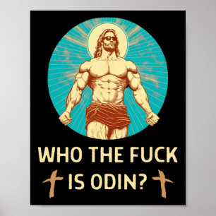 Poster Qui Est Odin Bodybuilding Jésus Fitness Funny Gym