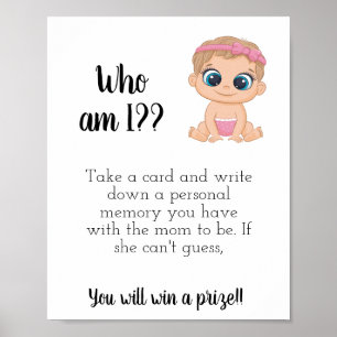 Poster Qui Suis-Je ? Panneau baby shower