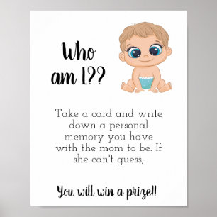 Poster Qui Suis-Je ? Panneau baby shower