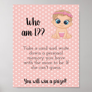 Poster Qui Suis-Je ? Panneau baby shower