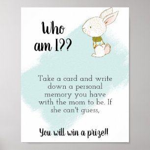 Poster Qui Suis-Je ? Panneau baby shower