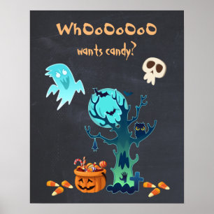 Poster Qui veut du bonbon ? Scène d'Halloween éffrayant