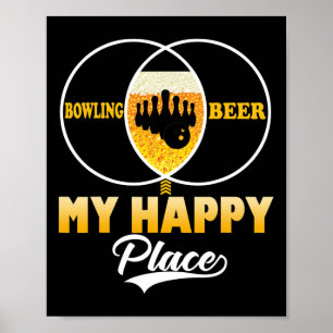 Poster Quilles Bière Mon Endroit Heureux T-Shirt Cadeau D