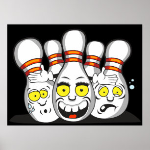 Poster Quilles de bowling amusantes, sport
