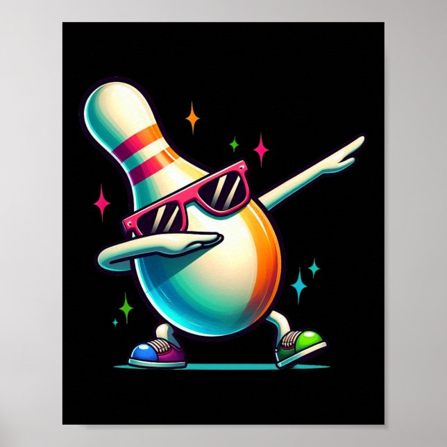Poster Quilles de bowling Dabbing Lunettes de soleil Joue (Devant)