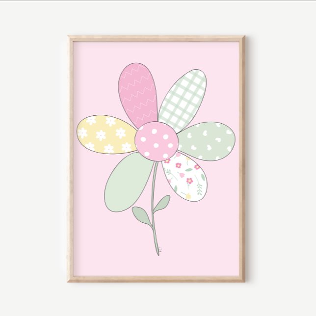 Poster Quilt Art Print Set: Flower on Pink Background (Créateur téléchargé)