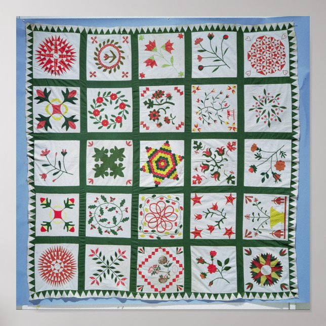 Poster Quilt en aluminium avec fleurs de saison, 1844 (Devant)