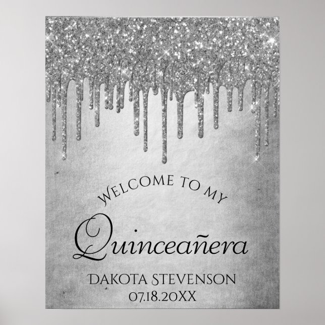 Poster Quinceanera à goutte d'étincelle | Glacage en diam (Devant)