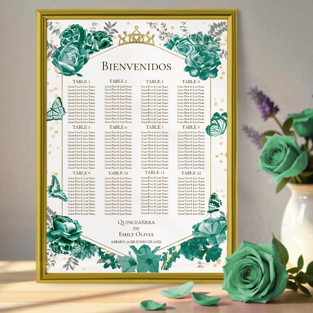 Poster Quinceanera espagnol Diagramme de siège Signal Pap (Créateur téléchargé)