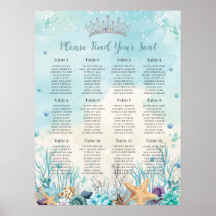 Poster Quinceañera Sous la Plage de la Mer Carte des sièg