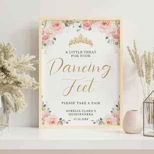 Poster Quinceañera Sweet 16 Blush rose floral Treat Favor
