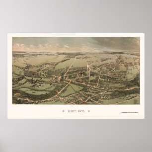 Poster Quincy, MA Carte panoramique - 1877