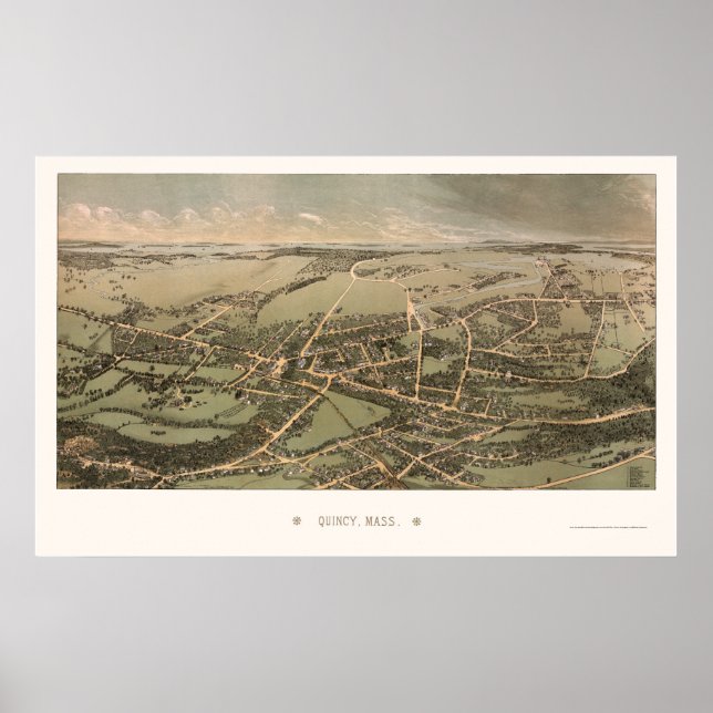 Poster Quincy, MA Carte panoramique - 1877 (Devant)