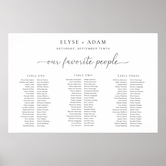 Poster Quinn Minimum 3 banquets Plan de table Planche (Devant)