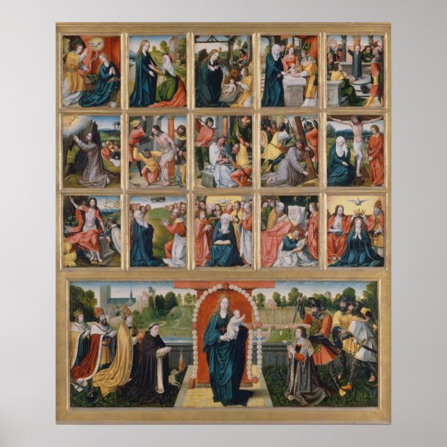 Poster Quinze Mystères du Rosaire Sacré Religieux (Devant)
