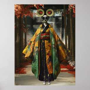 Poster Quirky Geisha Girl   Art numérique