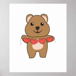 Poster Quokka pour la Saint-Valentin mignon animaux avec