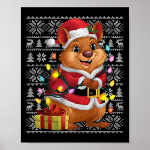 Poster Quokka Xmas Sweer Style Vilain Père Noël Quokka Ch