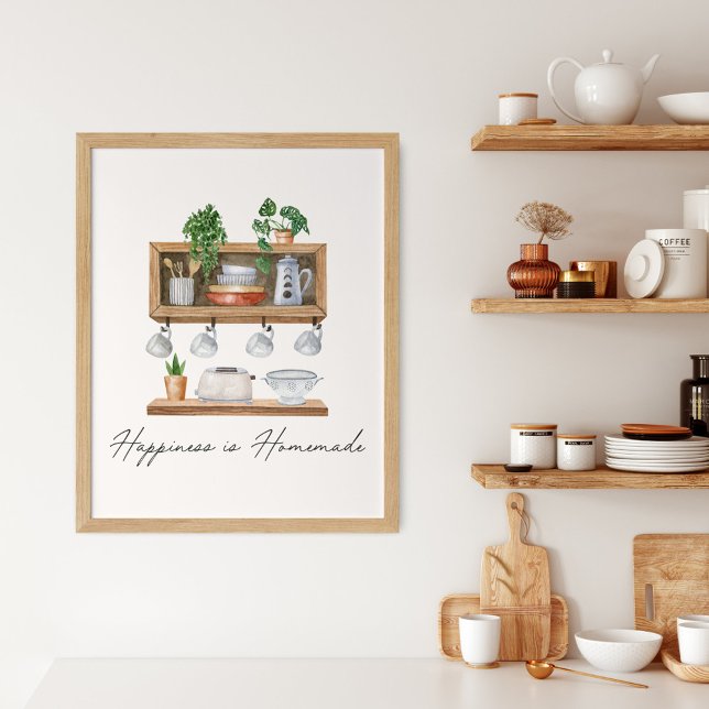 Poster Quote-Cuisine Boho de cuisine aquarelle (In situ)