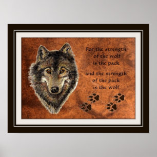 Poster Quote d'aquarelle originale Wolf & Pack
