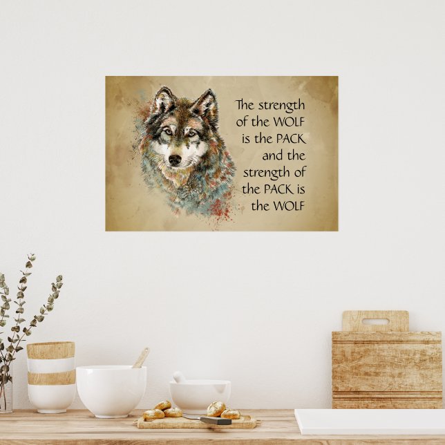 Poster Quote d'aquarelle originale Wolf & Pack Family (Cuisine)